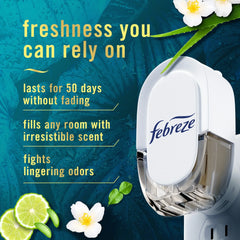 (3 pack) Febreze Plug In Air Freshener, Odor-Fighting Scented Oil Refill, Rainforest, 2 Refills