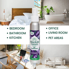 Absolute Green Air Freshener Room Spray, Covers Odors, Lavender Scent, (2 Count) 4oz
