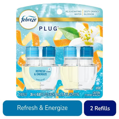 Febreze Plug In Air Freshener Odor-Fighting Scented Oil Refill Refresh & Energize 2 ct - 5 Pack