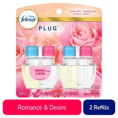 Febreze Plug In Air Freshener Odor-Fighting Scented Oil Refill Romance & Desire Scent 2 ct - 5 Pack