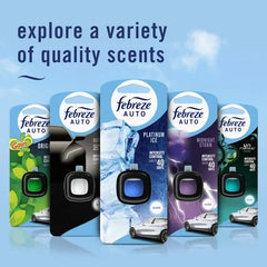 Febreze AUTO Car Air Freshener, Odor-Fighting Car Vent Clip, New Car, 2 Count - 4 pack