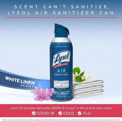 Lysol Air Sanitizer Spray, For Air Sanitization and Odor Elimination, White Linen Scent, 10 Fl. Oz (Pack of 3)