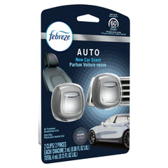 Febreze Car Odor-Eliminating Air Freshener, New Car Scent, 2 ct