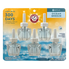 Arm & Hammer Plug-In Scented Oil Air Freshener Refill, Ocean Breeze, 3.55 fl oz, 5-Pack