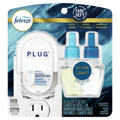 Febreze Plug In Air Freshener, Odor-Fighting Scented Oil Starter Kit, Ocean Scent, Warmer + 1 Refill