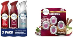Febreze Air Effects Odor-Fighting Air Freshener Spray + Plug In Alternative, Apple Cider, Cranberry Tart, Heavy Duty Crisp Clean & Baked Cinnamon Apples & Cranberry Crumble Scent, 8.8 oz 3-Pack + 4 c