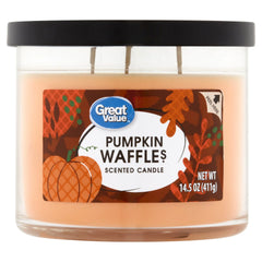 (2 pack) Great Value Limited Edition Pumpkin Waffles Scented Candle, 14.5 oz