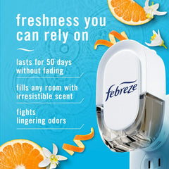 Febreze Plug In Air Freshener, Odor-Fighting Scented Oil Refill, Refresh & Energize, 2 Refill
