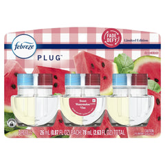 Febreze Plug In Air Freshener, Odor-Fighting Oil Refill, Sweet Watermelon Vine, (4 Pack of 3 Refills)