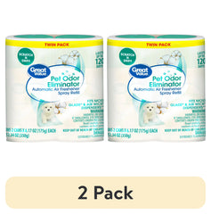 Great Value Automatic Air Freshener Spray Refill, PET Odor Eliminator, 2 Pieces