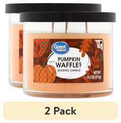 (2 pack) Great Value Limited Edition Pumpkin Waffles Scented Candle, 14.5 oz