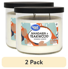 Great Value Mandarin & Teakwood Aromatherapy Candles Scented, 14 oz