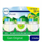 2X - Febreze Gain Original Scent Odor Fighting Fade Defy PLUG Air Freshener Oil Refills 3 pk / 0.87 fl oz
