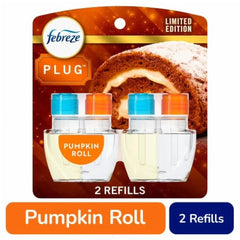 2X - Febreze Odor-Fighting Fade Defy PLUG Air Freshener Pumpkin Roll Oil Refill
