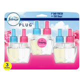 2X - Febreze Odor-Fighting Fade Defy Plug Air Freshener Refill - Downy April Fresh - 0.87 fl oz/3pk