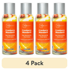 (4 pack) Mainstays Odor Neutralizing Room Spray, Cranberry Mandarin Air Freshner, 4 oz.