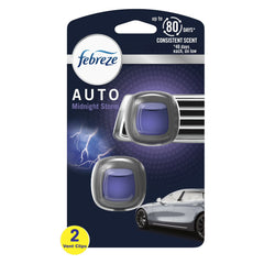 Febreze AUTO Air Freshener Vent Clip Midnight Storm Scent, .06 oz Car Vent Clip, Pack of 2