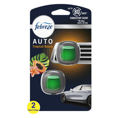 Febreze AUTO Air Freshener Vent Clip Tropical Breeze Scent, .06 oz Car Vent Clip, Pack of 2