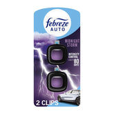 Febreze AUTO Car Air Freshener, Odor-Fighting Car Vent Clip, Midnight Storm, 2 Count