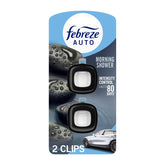 Febreze AUTO Car Air Freshener, Odor-Fighting Car Vent Clip, Morning Shower, 2 Count
