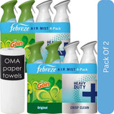 Febreze Air Effects Air Freshener Spray – Gain Original + Heavy Duty (4 Count, 35.2 oz)-2pk, With Paper Towel By OMA