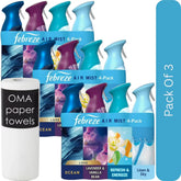 Febreze Air Effects Air Freshener Spray – Mixed Scent (4 ct., 35.2 oz.)-3pk, With Paper Towel By OMA