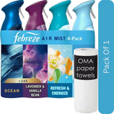 Febreze Air Effects Air Freshener Spray – Mixed Scent (4 ct., 35.2 oz.)-With Paper Towel By OMA