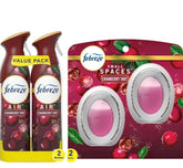 Febreze Air Freshener Odor Fighting Spray, Cranberry Tart, Limited Edition, 8.8 oz. (Pack of 2) + Febreze Small Spaces Air Freshener Limited Edition Scents (Cranberry Tart, 2 Count)