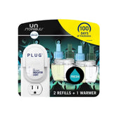 Febreze Air Freshener Plug In, Wall Diffuser, Plug in Air Fresheners for home, Unstopables Fresh Scent, Odor Fighter for Strong Odors, 1 Warmer + 2 Oil Refills-Ambientador enchufable