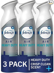 Febreze Air Freshener Spray, Heavy Duty Crisp Clean Scent, Odor Eliminator For Strong Odors, 8.8 Oz (Pack Of 3)