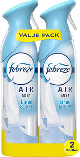 Febreze Air Mist Air Freshener Spray, Odor-Fighting Room Spray, Air Fresheners for Home and Bathroom and Kitchen, Aerosol Can, Linen & Sky Scent, 8.8oz, 2 Count(packaging may vary)