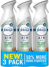 Febreze Air Mist, Air Freshener Spray, Odor Fighting Room Spray, Deodorizer for Home Bathroom Kitchen Apartment, Pet Odor Fighter Fresh Scent, 8.1oz (Pack of 3)