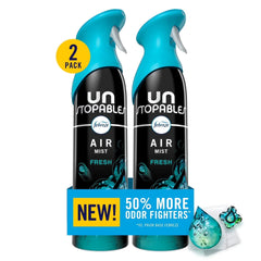 Febreze Air Mist Air Freshener Spray, Unstopables Fresh, 8.1oz, 2 Count