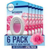 Febreze Bathroom Air Freshener, Odor-Fighting Plug-In Alternative, Home, Bathroom & Kitchen Use, Downy April Fresh Scent, 6 Count