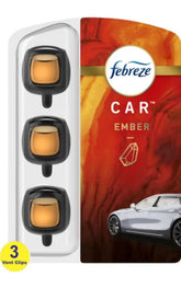 Febreze Car Air Freshener, Set of 3 Clips, Ember 0.7 Fl oz
