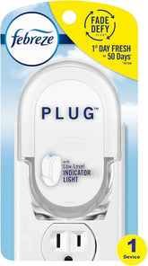 Febreze Fade Defy PLUG Air Freshener & Odor Fighting Starter Kit Linen & Sky Scent Oil Refill 1 pk
