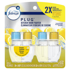 Febreze Kitchen Fade Defy Plug Air Freshener Fresh Lemon Scent - 2pk