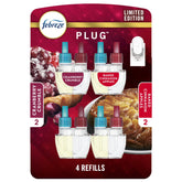 Febreze Odor-Fighting Fade Defy PLUG Air Freshener Baked Cinnamon Apple, Cranberry Crumble, .87 fl. oz. Oil Refill, 2 of Each