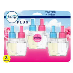 Febreze Odor-Fighting Fade Defy Plug Air Freshener Refill - Downy April Fresh - 0.87 fl oz/3pk