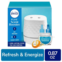 Febreze PLUG Scent Booster Refresh & Energize Starter Kit Oil Diffuser Air Freshener Plug In Device 1 kit - Pack of 2