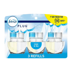 Febreze Plug In Air Freshener, Odor-Fighting Scented Oil Refill, Air Fresheners For Home And Bathroom And Kitchen, Long Lasting For Strong Odors, Linen & Sky Scent, 0.87Oz Refills, 3 Count (Pack