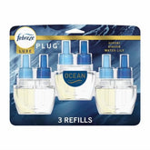 Febreze Plug In Air Freshener, Odor-Fighting Scented Oil Refill, Air Fresheners For Home And Bathroom And Kitchen, Long Lasting For Strong Odors, Ocean Scent, 0.87Oz Refills, 3 Count - Pack of 2