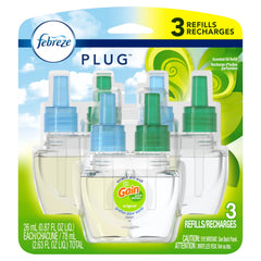 Febreze Plug Air Freshener Scented Oil Refill, Gain Original Scent, 3 count
