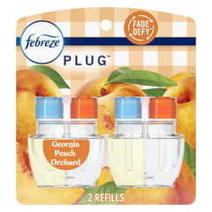Febreze Plug In Air Freshener, Odor-Fighting Scented Oil Refill, Georgia Peach Orchard, 2 Refills
