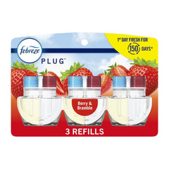 Febreze Plug In Air Freshener, Odor-Fighting Scented Oil Refill, Berry & Bramble, 3 Refills