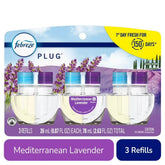 Febreze Plug In Air Freshener Odor-Fighting Scented Oil Refill Mediterranean Lavender Refills 3 ct - Pack of 2