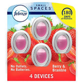 Febreze Small Spaces, Plug in Air Freshener Alternative for Home, Berry & Bramble, Odor Eliminator for Strong Odor (4 Count)