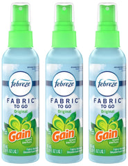Febreze To Go Fabric Odor-Eliminating Refresher with Gain Original Scent, 2.8 Fl Oz, 3 Pack