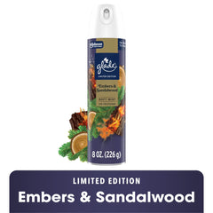 Glade® Odor Fighting Soft Mist Air Freshener Room Spray Stocking Stuffer, Embers & Sandalwood, 8oz., 1 Count