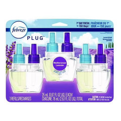 PLUG Air Freshener Refills, Mediterranean Lavender, 0.87 oz, 3/Pack | Bundle of 5
